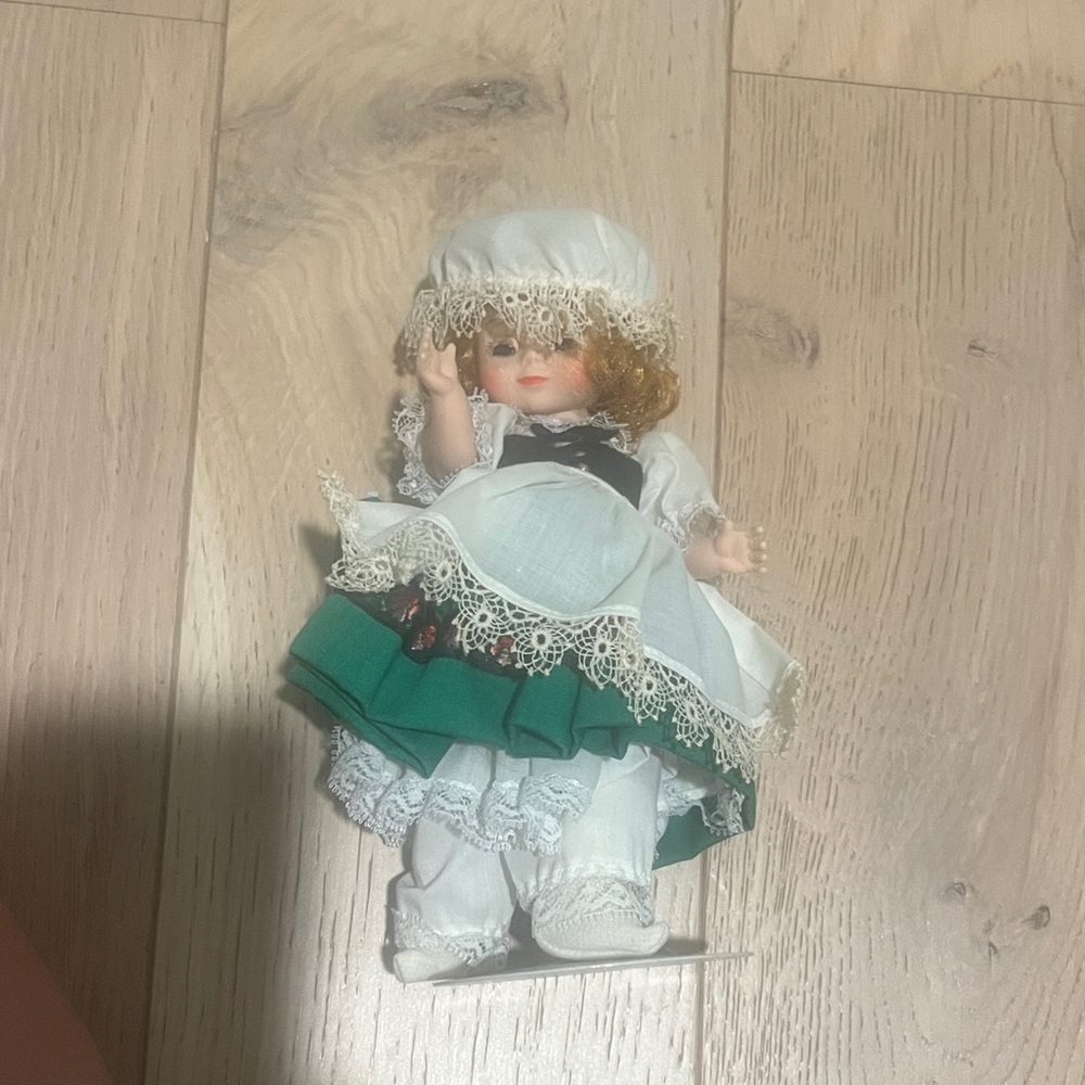 Madame Alexander Doll with Green and White Dress